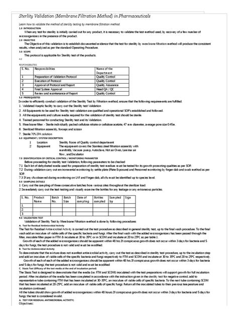 Sterility Validation (Membrane Filtration Method) in Pharmaceuticals.